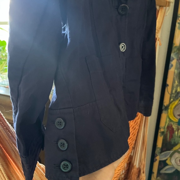 Laura Ashley Cropped Navy Sailor Jacket Size 14 Cotton/Linen - Picture 6 of 12